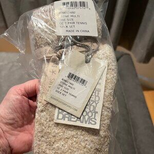 Barefoot Dreams Stone Multi CozyChic 2 Pair Tennis Sock Set One Size NWT